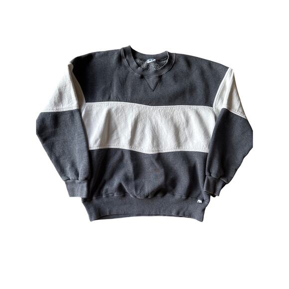 Vintage Russell Athletic Gray White Cut & Sew USA Made XXL* Crewneck Sweatshirt - Picture 1 of 8
